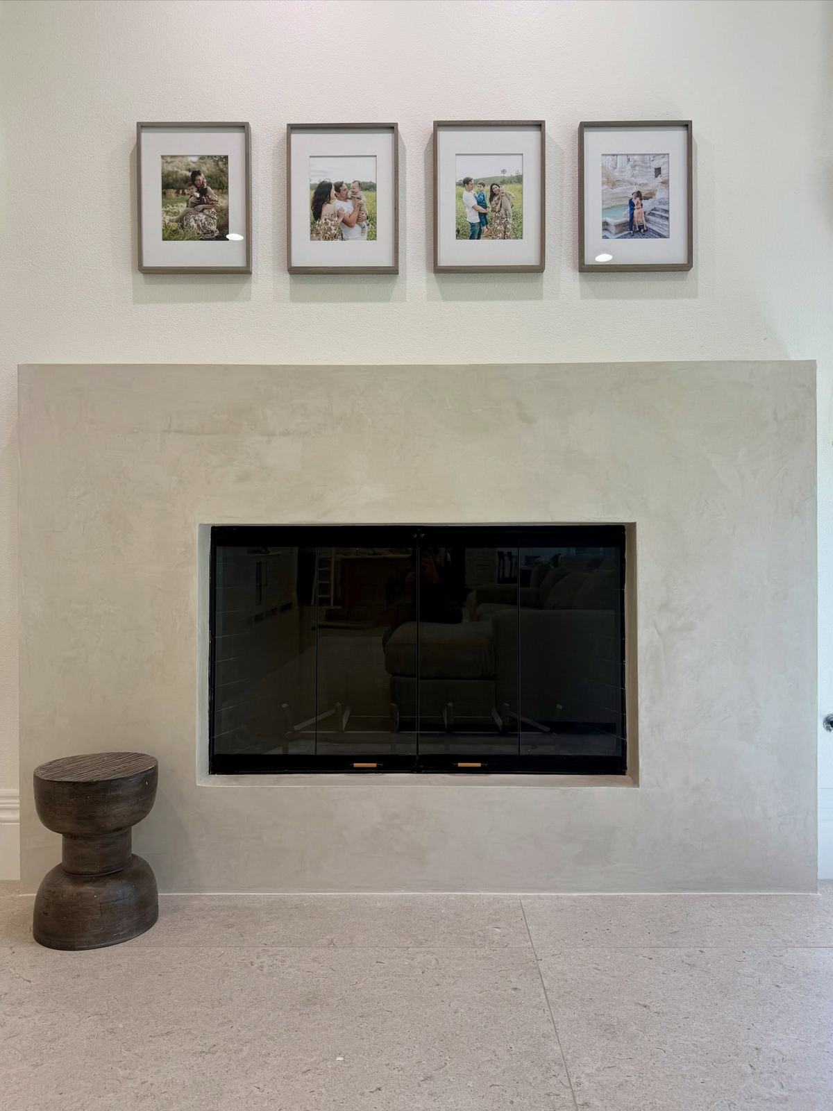 Fireplace with plaster surround